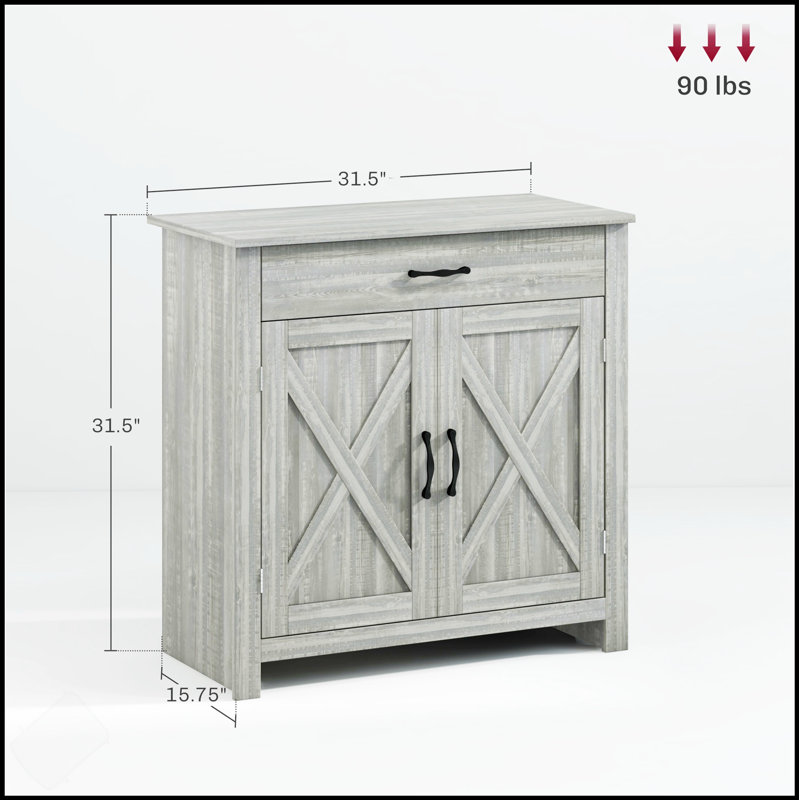 Farmhouse Sideboard Buffet Cabinet With Barn Doors, Adjustable Shelf, And Drawer For Versatile Storage And Rustic Charm
