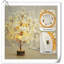 Arbre de fleurs de cerisier blanc éclairé 19 pouces, 49 lumières DEL de table avec minuterie, éclairage à lumières à l'intérieur pour la maison