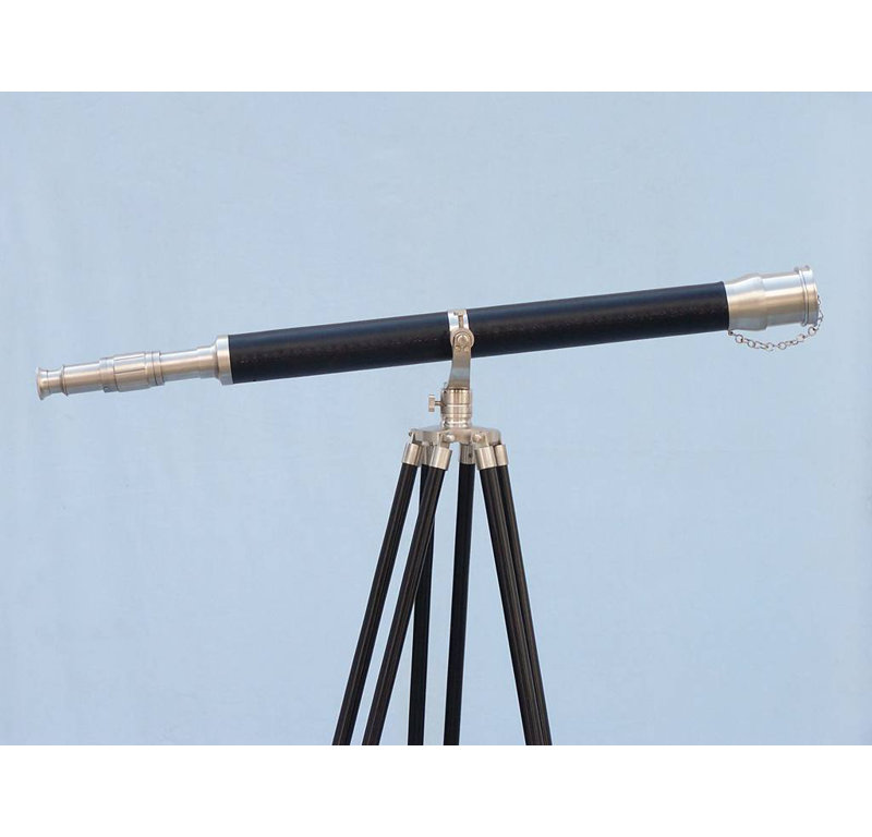 Télescope décoratif Milana, Entièrement en nickel brossé, H 65 po x l 9 po x P 6 po