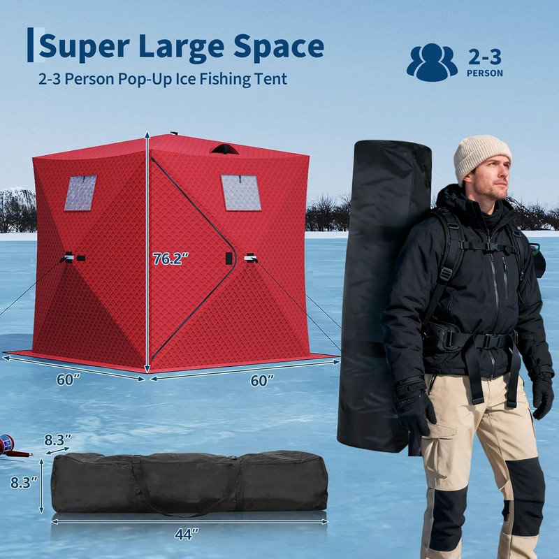 Abri de pêche Pop Up Ice, Rouge