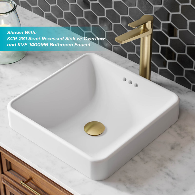 Brushed Gold Brass Pop-Up Bathroom Sink Drain with Overflow