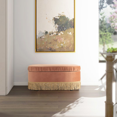 Serena 38" Oval Storage Bench Ottoman, Olive Green Performance Velvet