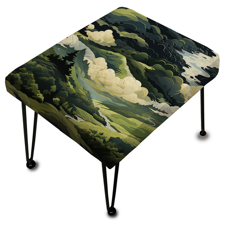 Nomadic Evasion Landscape Pattern - Abstract Rectangle Ottoman