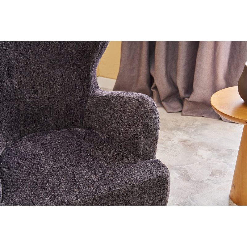 Fauteuil à oreilles, Mélange de polyester gris foncé Nampreet