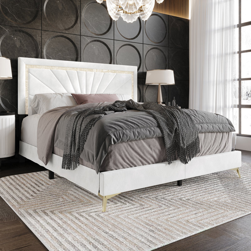 Soufian Upholstered Standard Bed, Full, White