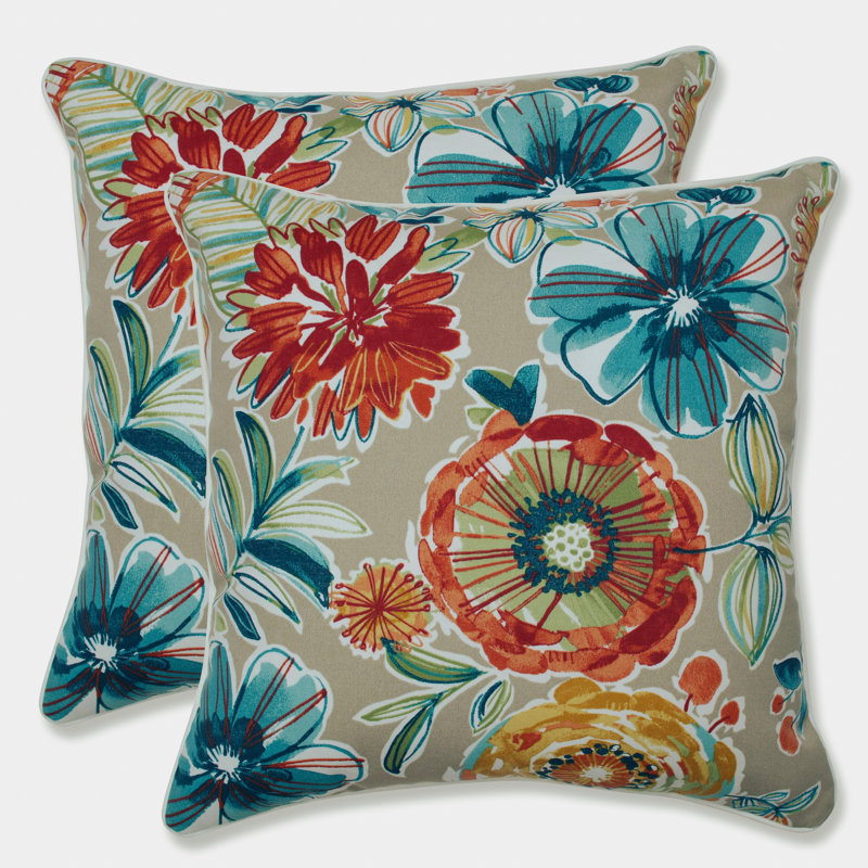 Colsen Floral Outdoor Reversible Throw Pillow, 16.5" x 16.5", Sonoma