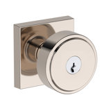 Vashon Keyed Entry Knob with Contemporary Square Rose in Polished Chrome