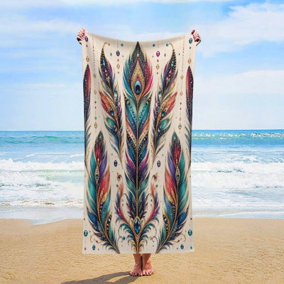 Grande serviette de plage en microfibre ultra-absorbante à séchage rapide sans microfibre pour les vacances d'été, 50 x 60 po