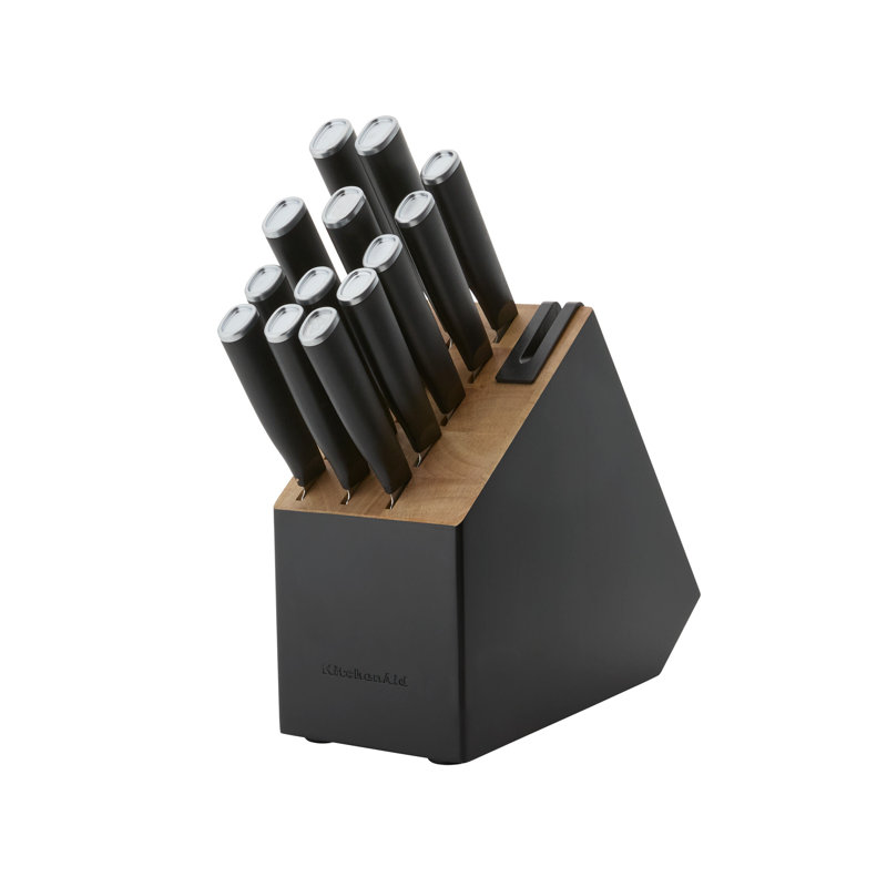 Ensemble de porte-couteaux 14 pièces avec aiguiseur intégré KitchenAid Classic, Noir