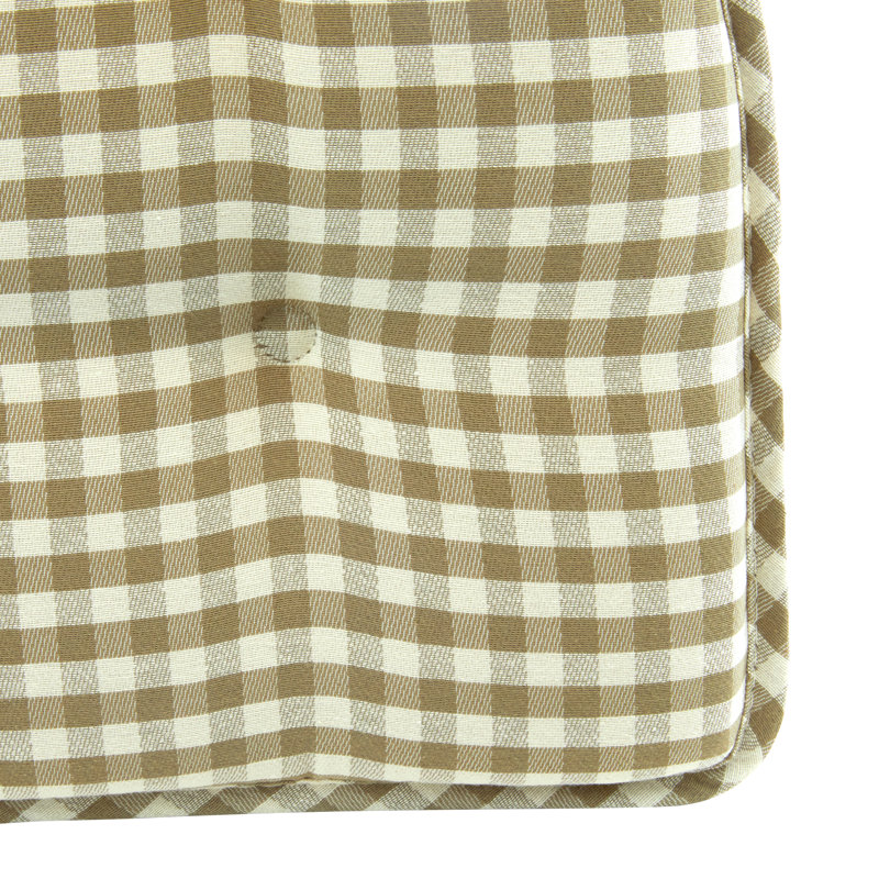 Non-Slip Gingham Dining Room And Kitchen Seat Cushions, 16 X 15 X 2 Inches, Set of 8, Gingham Natural