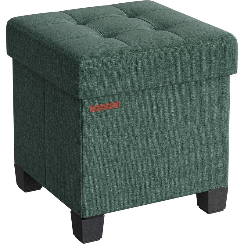Rajane Upholstered Ottoman, Retro Green Fabric