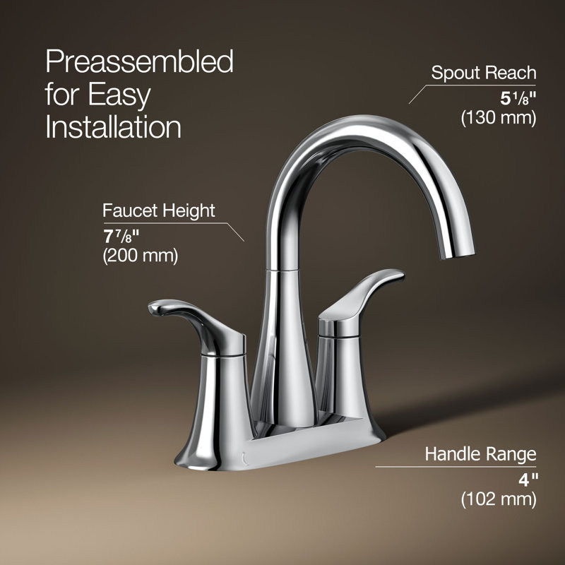 Simplice Centerset Bathroom Sink Faucet, 1.2 Gpm, Silver