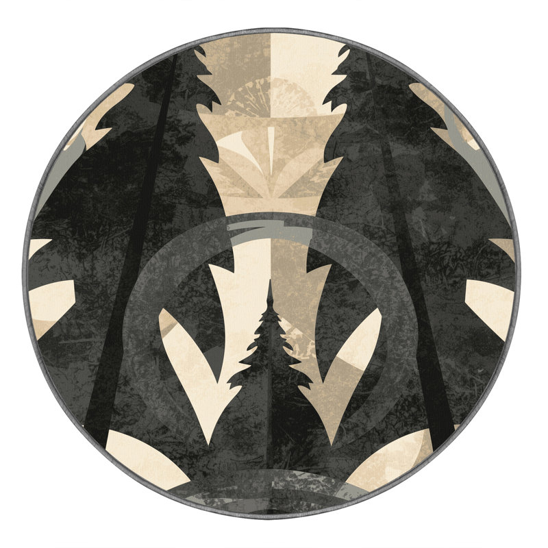 Tapis arc-en-ciel lavable à la machine Panameno brun et gris, 6 po de diamètre