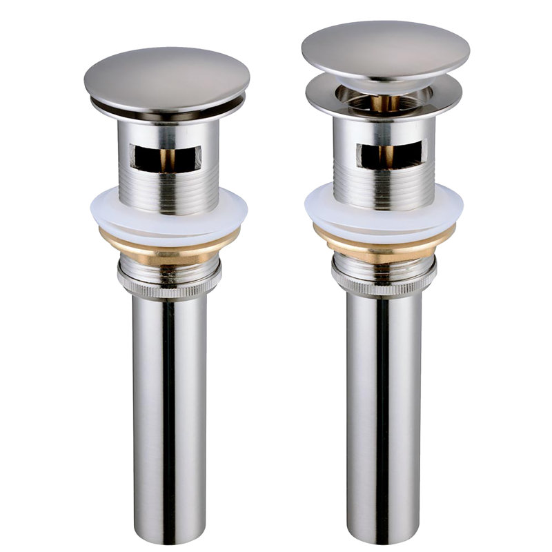 Bonde escamotable de lavabo de salle de bain, Nickel brossé, Oui