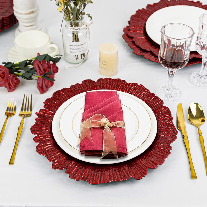 Striped Dinner Plate, Red