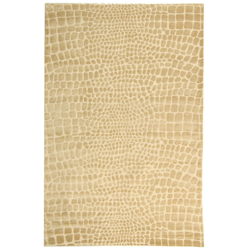 Tapis brun en laine / soie / lin noué à la main Martha Stewart Classics, Rectangle 5 pi 6 po x 8 pi 6 po