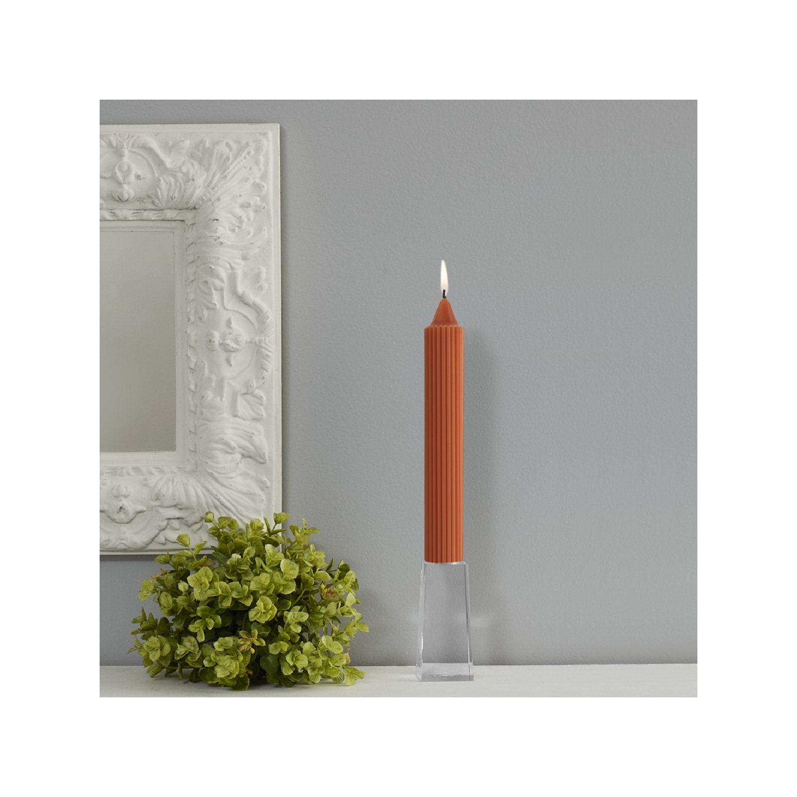 Grecian Collenette Unscented Taper Candle, Rust, 9" H x 1.25" W x 1.25" D