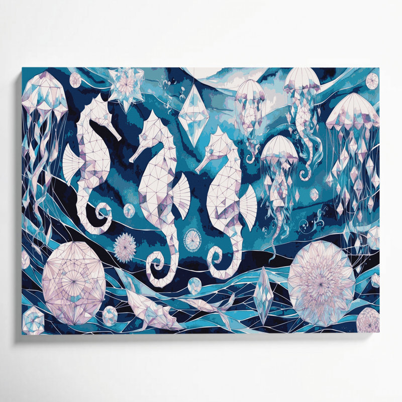 Art nautique sur toile bleu, H 24 po x l 36 po