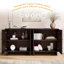 Buffet à portes vitrées de 80 cm de large avec tablette réglable et fini grain de bois (ensemble de 4), noyer brun-614621085