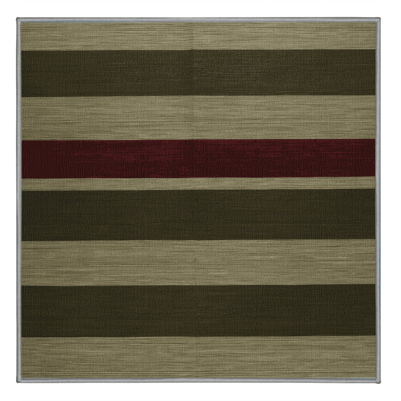 Tapis brun à rayures horizontales lavable à la machine, Carré 6 pi