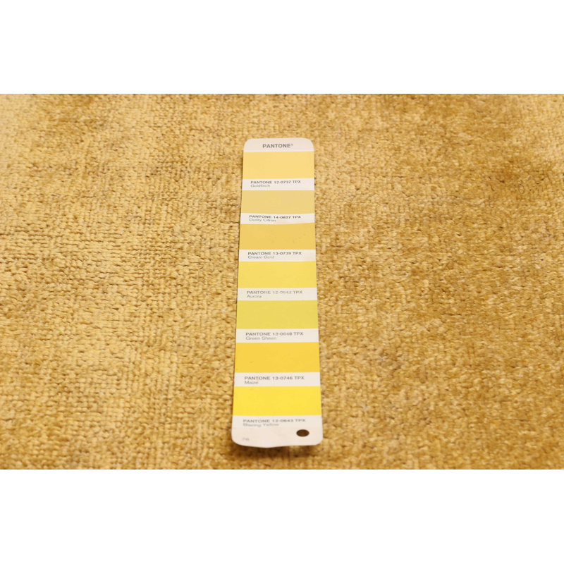 Tapis doré en laine noué à la main de conception unique 8 pi 10 po x 11 pi 7 po