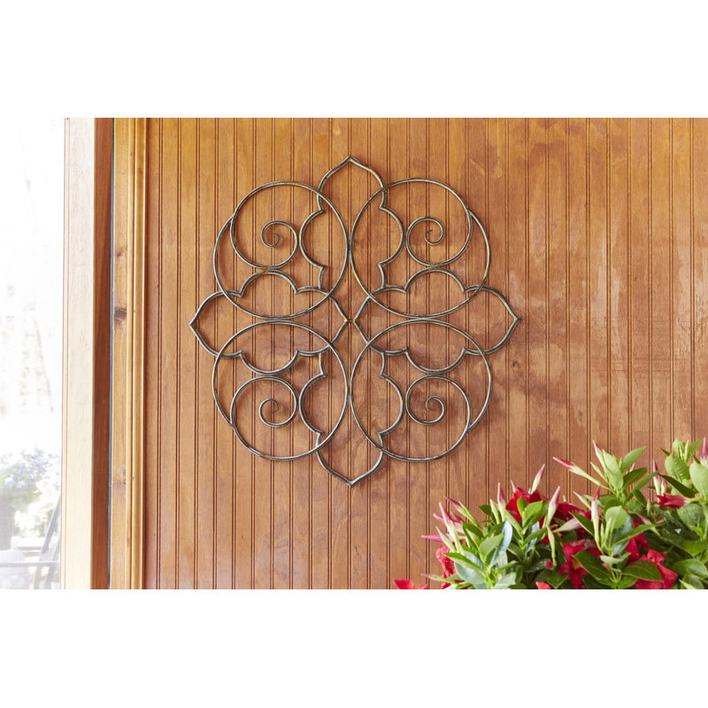 Ornate Bronze Metal Filigree Outdoor Wall Art