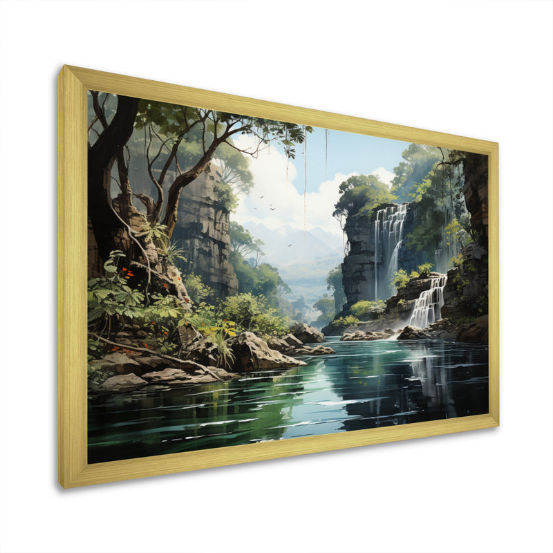 «Waterfall Landscape», reproduction d'art sur toile, cascades cachées en Thaïlande, H 30 po x l 40 po x P 1,5 po
