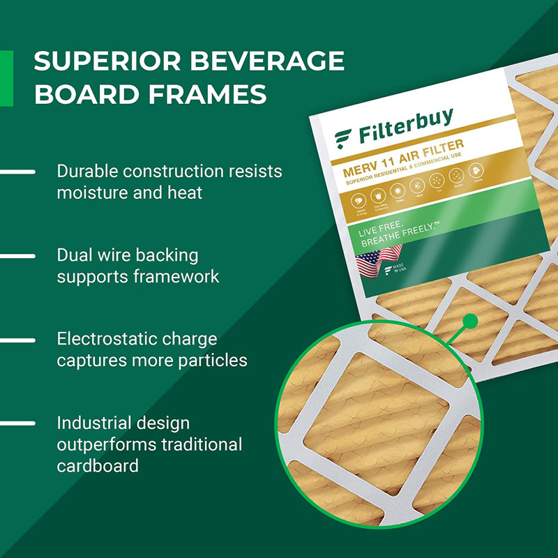 Filterbuy 16x28x6 MERV 11 Pleated HVAC Furnace Air Filter