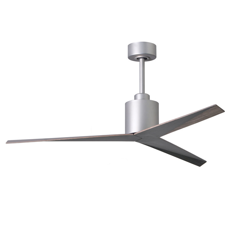 Eliza Outdoor Downrod Ceiling Fan, Brushed Nickel, Old Oak Tone