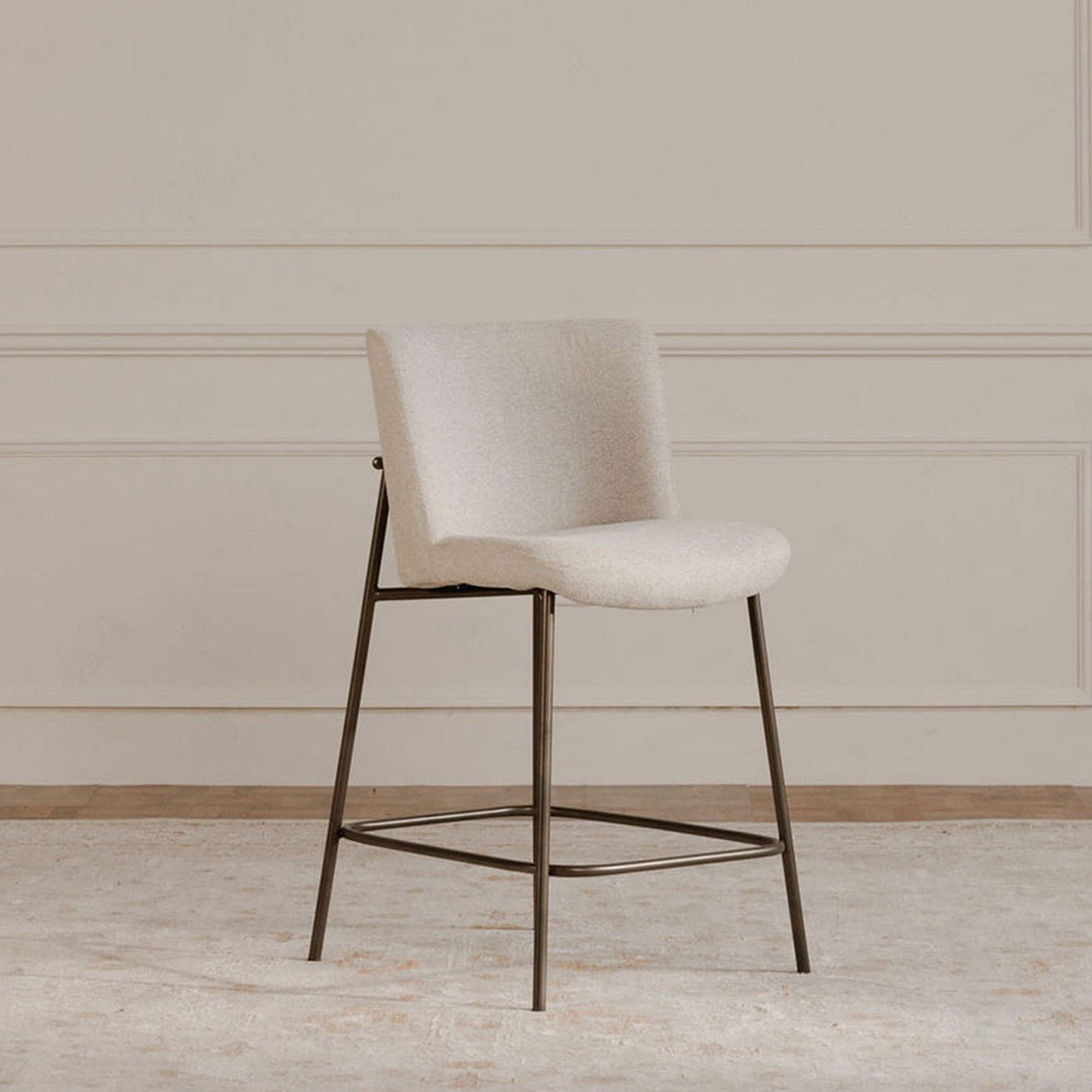 Dareau Upholstered Stool, Counter Stool (26.4" Seat Height), Beige Polyester