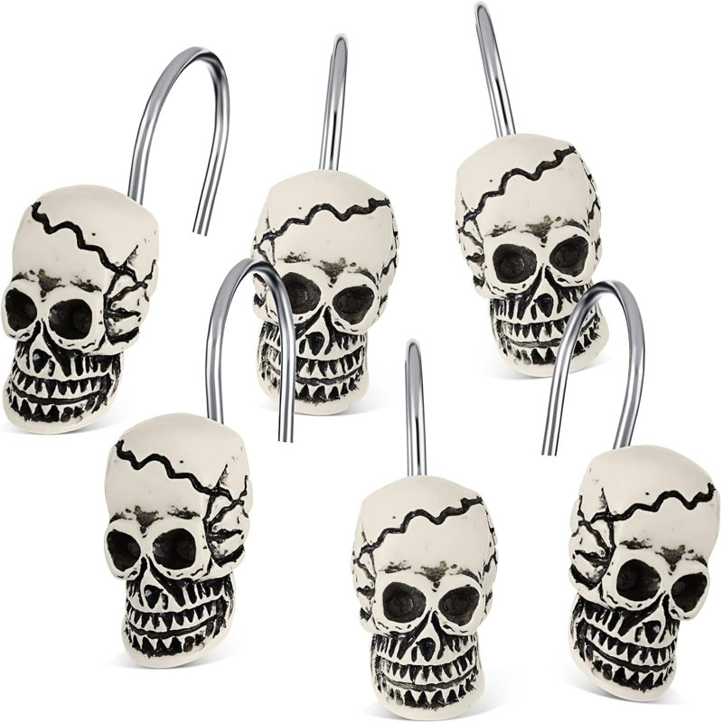 Spooky Skull Shower Curtain Rings, 12-pack
