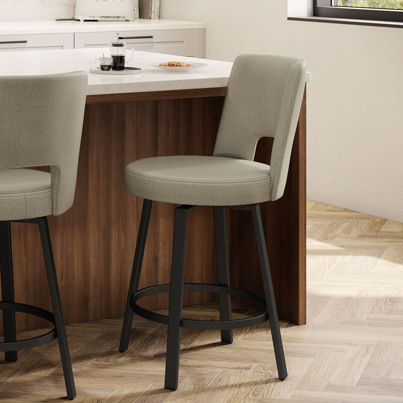 Rackwon Swivel Counter and Bar Stool, Gray, Counter Stool (25.5” Seat Height)