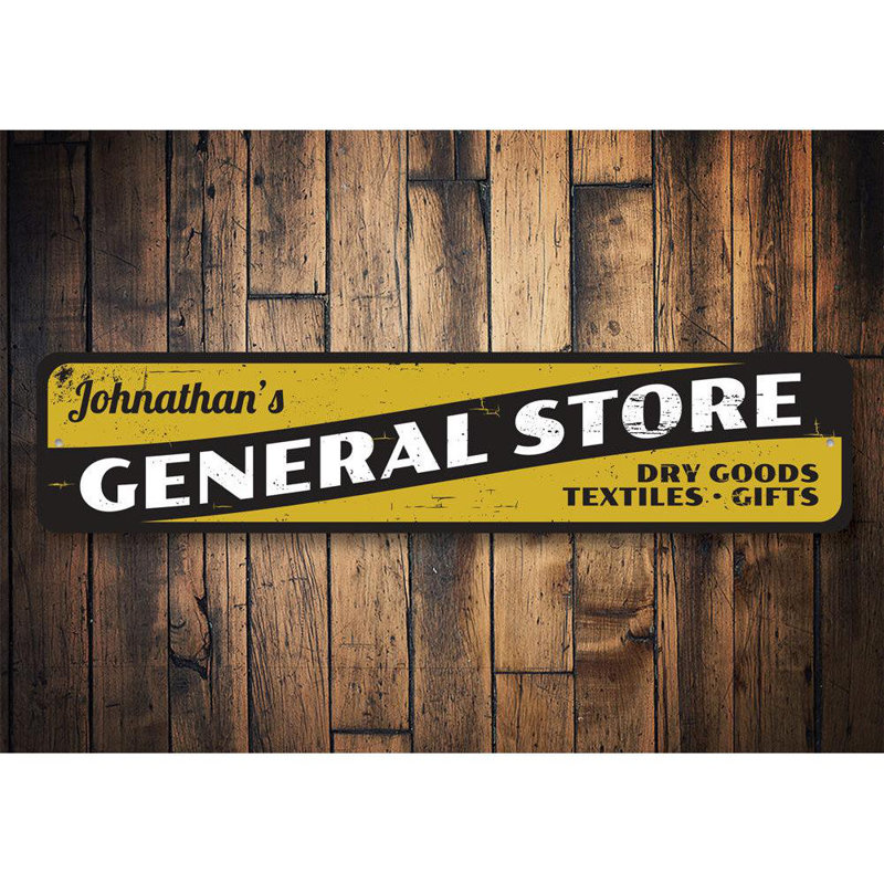 Enseigne en aluminium personnalisée General Store, H 6 po x l 24 po x P 0,06 po