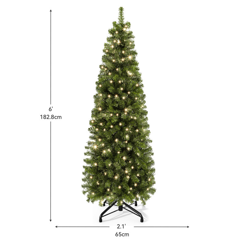 6FT Pre-Lit Artificial Pencil Christmas Tree