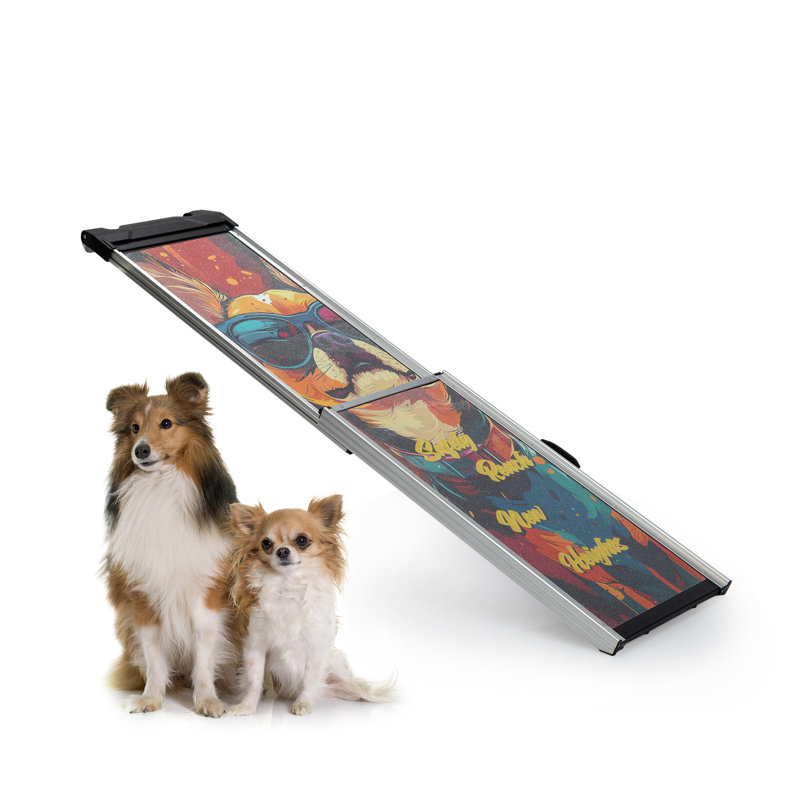 Rampe pour chien pliable et portable de 64 po avec tapis antidérapant et vif