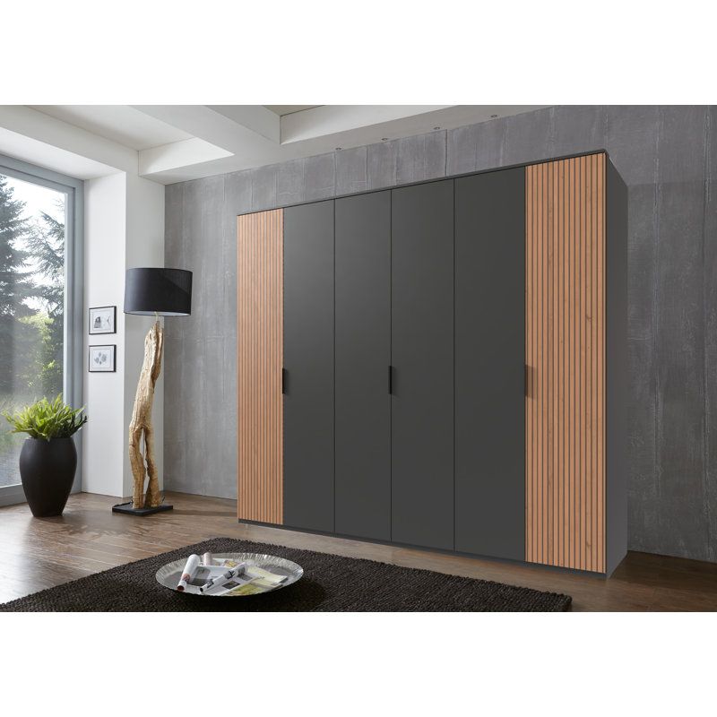 Nakeena 6 Door Manufactured Wood Wardrobe, Wood/Black