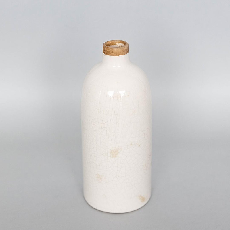 Vase en forme de bouteille Crackle, Blanc