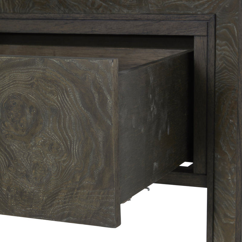 Alma 1 - Drawer Solid Wood Nightstand in Dark Brown/Brass/Black