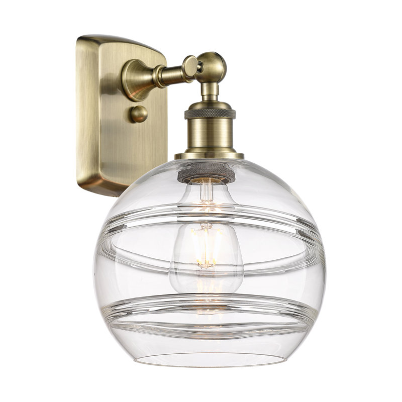 Applique murale 1 lumière Ballston Bienes, Transparent, H 10,88 po x l 8 po x P 8,13 po, Laiton antique