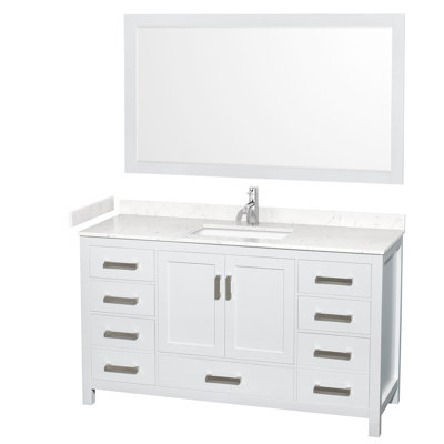 Ensemble de meuble-lavabo simple 60 po avec plateau en marbre de culture Sheffield et miroir 58 po Sheffield