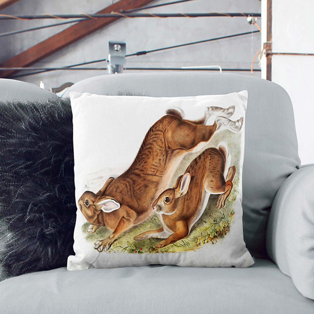 Northern Hares by J.W. Audubon Cushion with Filling