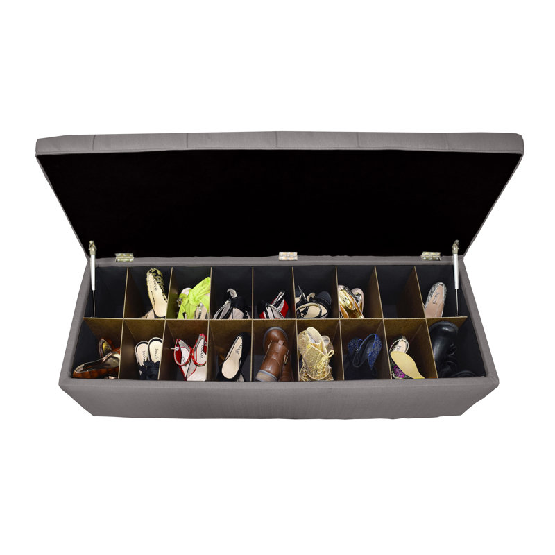 Banc de rangement pour chaussures Averi, Grand, Gris / teinte rouge