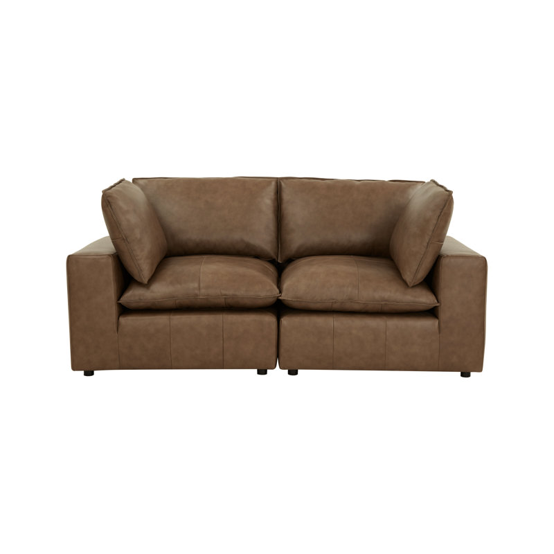 Hadleigh Brown Leather Modular Loveseat