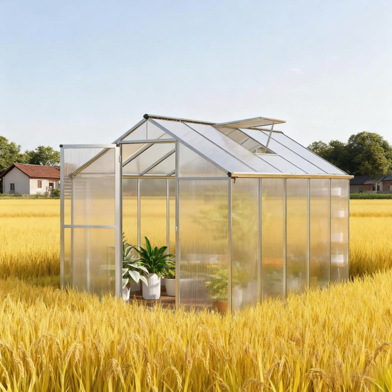 Durable 10' L X 6' W Polycarbonate Greenhouse With Adjustable Roof Vent For Year-Round Plant Protection And Growth