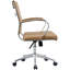 Fauteuil de bureau ergonomique en cuir de polyuréthane nervuré à dossier moyen avec accoudoirs rembourrés, inclinable et pivotant, confortable pour le bureau personnel et la salle de conférence, beige foncé-826146340-826146527