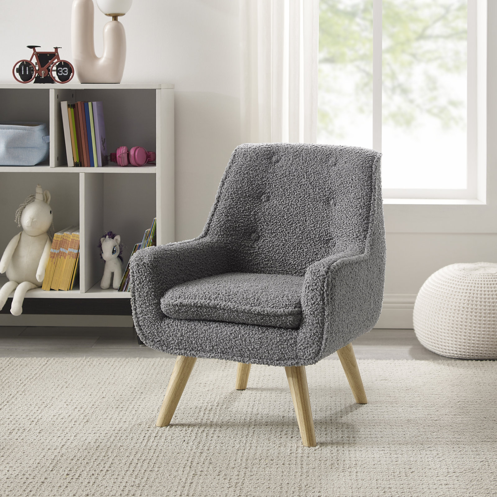 Kids Sherpa Chair, Slate Gray