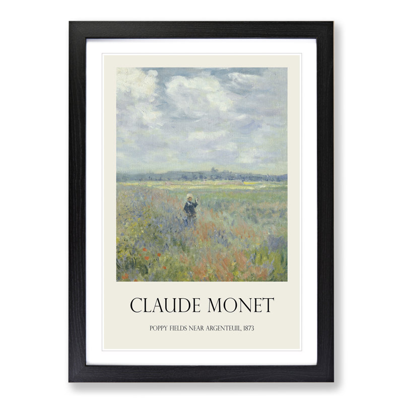Poppy Fields Near Argenteuil Print by Claude Monet - Framed Print, 48cm H x 36cm W x 2cm D, Black Framed