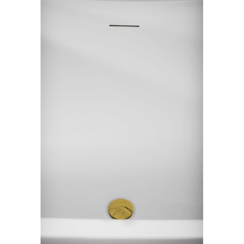 75" Streamline Soaking Freestanding Tub and Tray With Internal Drain, Polished Gold
