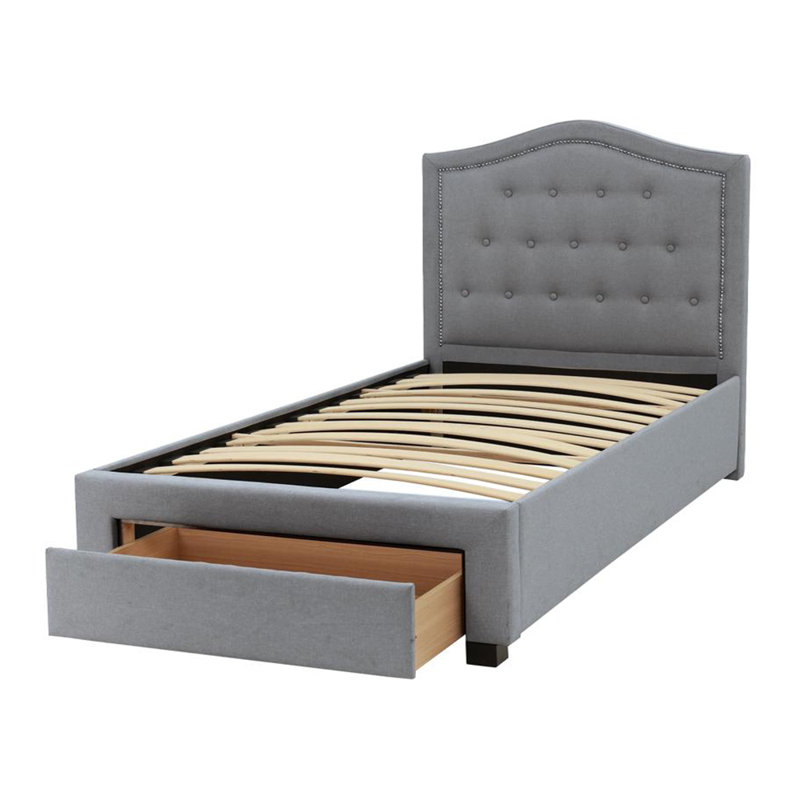 Lit avec rangement Kleanthis, Gris, Simple