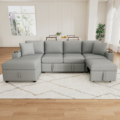 109.1" Sectional Sofa Convertible Sofa Bed